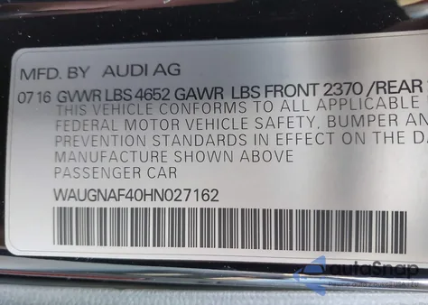 2017 Audi A4 2.0T Premium z USA, uszkodzony, nr VIN WAUGNAF40HN027162